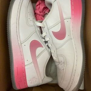 Nike Air Force 1 White and Pink Shoes